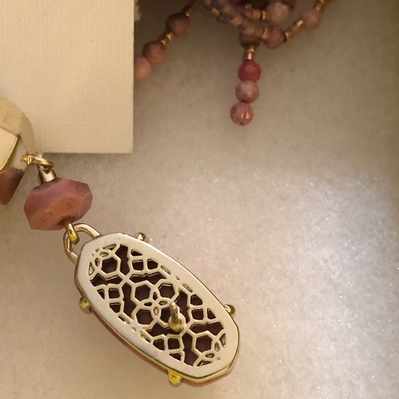 NWT Kendra Scott RARE & Retired Dove Earrings Pink Rhodonite Yellow Gold Amazing - Picture 8 of 11